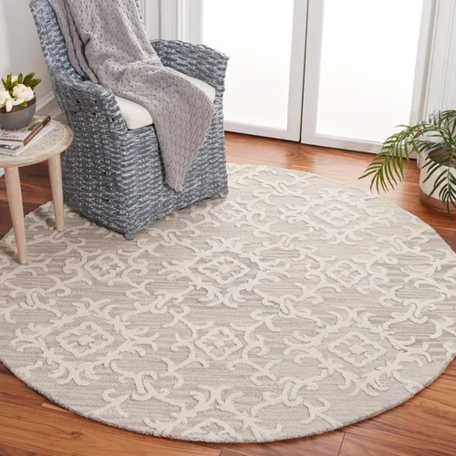Vista 16 de SAFAVIEH Blossom Collection BLM104A - Alfombra decorativa de lana de alta calidad, hecha a mano, 2 x 3 pies, color gris/marfil