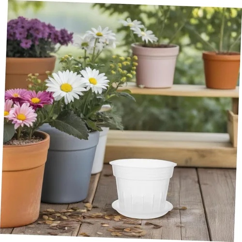 Vista 4 de Maceta de orquídeas para interiores, 1 juego de agujeros de ventilación, prácticas macetas redondeadas con bandeja transpirables, macetas