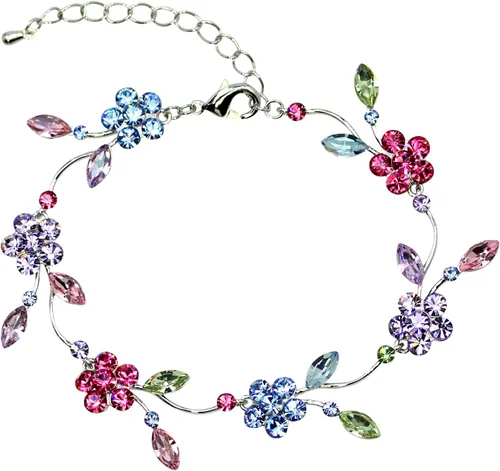 Vista 8 de Faship - Juego de collar y aretes con cristales de imitación florales AB