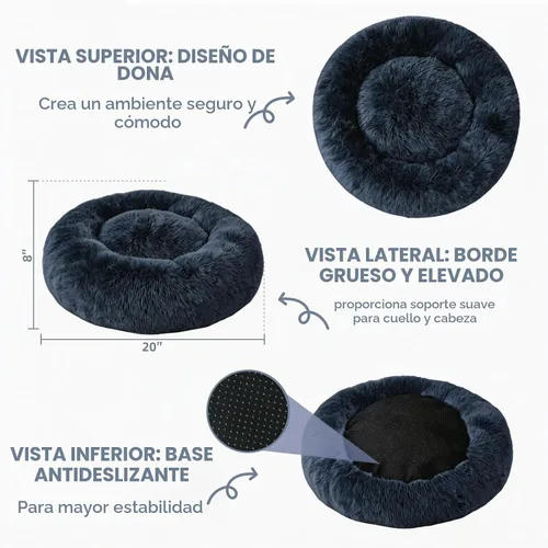Vista 3 de Camas de gato para gatos de interior, cama lavable de 20 pulgadas en forma Azul marino