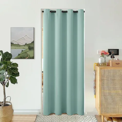 Vista 104 de BGment Cortina Oscurecedora para Puerta Corredera, Cortina Divisoria Opaca Ancha para Sala de Estar de 84 Pulgadas de Largo, Cortina Térmica de Rosa