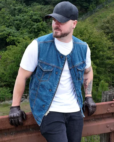Vista 2 de First Mfg Co - No Limit - Chaleco vaquero de motociclista para hombre