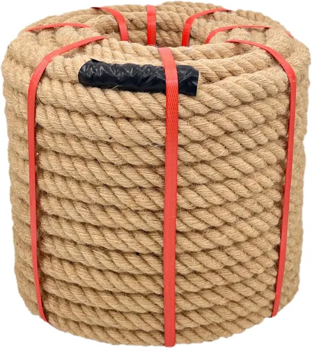 Vista 14 de Cuerda de cáñamo de 1 pulgada x 50 pies, cuerda trenzada de 4 hebras resistente para manualidades, decoración náutica, tira y afloja, paisajismo