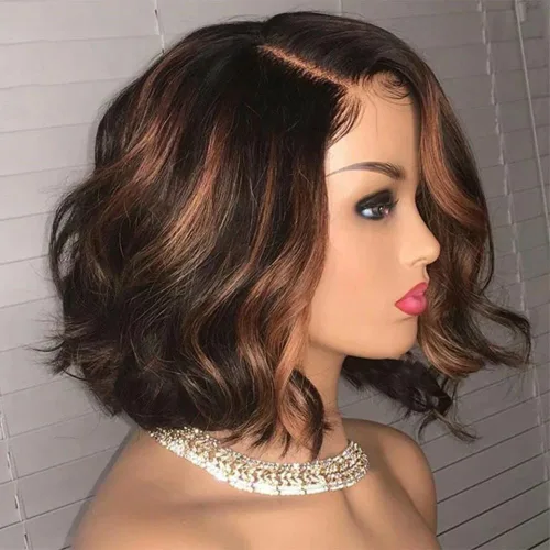 Vista 9 de Pelucas de cabello humano con reflejos #1B/27, mezcla de rubios, color natural, con abuelitos, invisible HD, 13x4, encaje frontal, pelucas