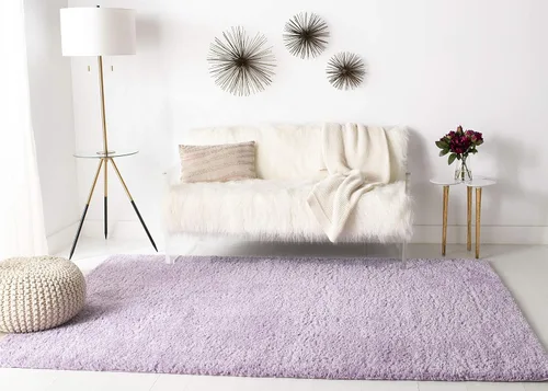 Vista 4 de SAFAVIEH Colección August Shag - Alfombra de área de 6 x 9 pies, color lila, diseño sólido, no desprende pelusa y de fácil cuidado, grosor de 1.2