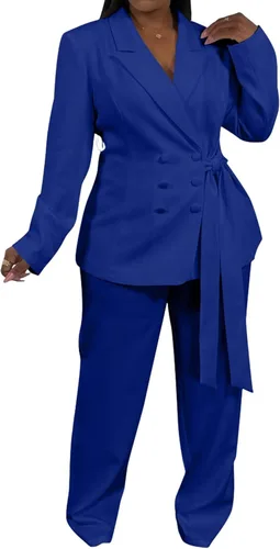 Vista 14 de CXXQ Conjunto de 2 piezas para mujer, talla grande, informal, para oficina Azul marino