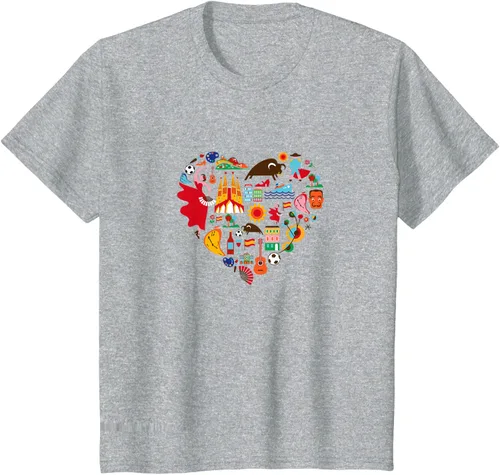 Vista 5 de I Love España Cute Español Orgullo, Madrid Barcelona playera, niños 10, Lemon Limón