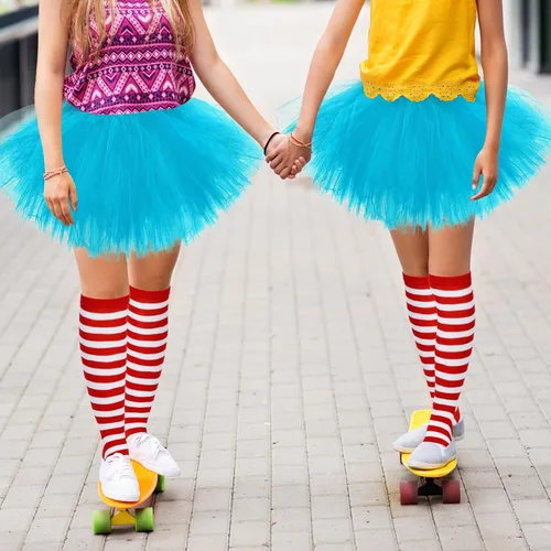 Vista 2 de Zhanmai 5 Layered Tutu Skirt for Kids Tulle Tutu Skirt with Tube Socks Princess Runners Costumes Cosplay for Girls Kids