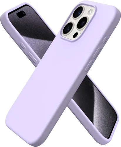 Vista 25 de ORNARTO Funda compatible con iPhone 15 Pro de 6.1 pulgadas, silicona líquida de 3 capas cubierta completa de goma de gel suave, funda protectora