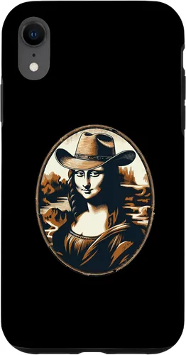 Vista 8 de Funda divertida para iPhone 15 Mona Lisa Cowgirl - Sombrero de vaquero Mona Lisa