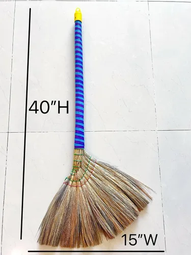 Vista 4 de Auténtica escoba asiática juego de 3 paquetes – Escoba de paja vietnamita de primera calidad, 40 pulgadas de longitud