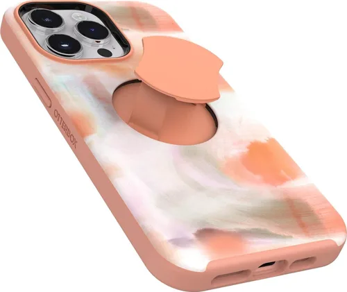 Vista 3 de OtterBox OTTERGRIP Symmetry Series - Funda para iPhone, embalaje no minorista (Melocotones Naranja, iPhone 14 Pro)