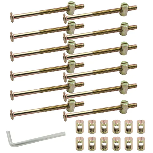 Vista 7 de Biaungdo M6 x 90mm Tornillos para Cama Litera, Pernos de Accionamiento Hexagonal con Soporte de Barril para Muebles, Tuercas de Pernos para Muebles