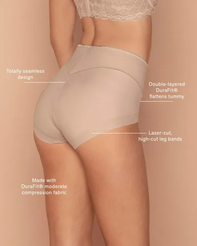 Vista 4 de Leonisa Ropa interior de compresión de corte alto para mujer, moldeador de bragas sin costuras con control de abdomen