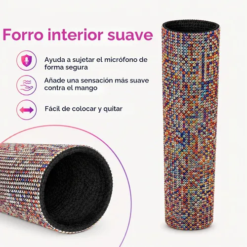 Vista 5 de Colorido cristal micrófono mango cubierta para micrófono inalámbrico universal y SM58, Beta 58A, brillo de mano inalámbrico brillante en tours