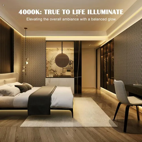 Vista 9 de Tira de luces LED COB blancas, 16.4 pies, regulable, 4000 K, blanco natural, 910 LED de 24 V, luces LED flexibles para dormitorio, cocina, luces