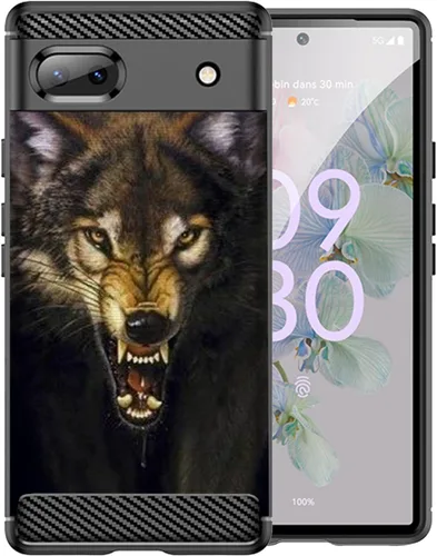 Vista 11 de CasesOnDeck - Funda de TPU negra compatible con Google Pixel 6A (2022) / Pixel 6A, delgada, minimalista, flexible, texturizada, formas abstractas