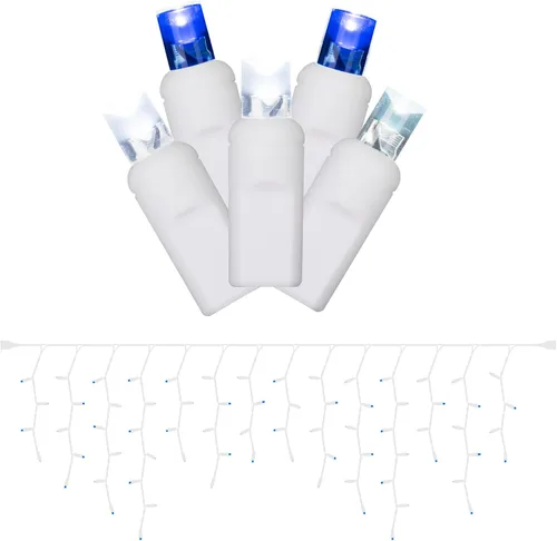 Vista 2 de Vickerman El juego de luces cuenta con 70 luces LED en cable blanco con espacio de bombilla de 3.5 pulgadas y espacio de caída de 8 pulgadas, 9