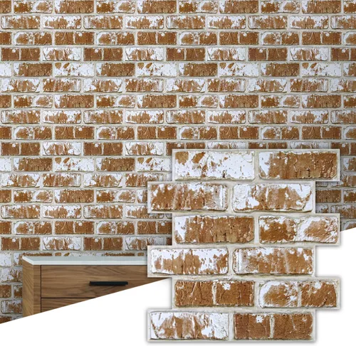 Vista 14 de Commomy 10 paneles de pared de piedra 3D para despegar y pegar, panel de pared de piedra sintética de 11.8 x 11.8 pulgadas, papel tapiz de ladrillo