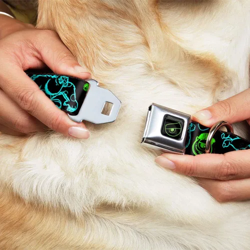 Vista 8 de Buckle-Down Monsters Inc. Sully & Mike Poses/GRRRRR! - Collar de perro con hebilla para cinturón de seguridad, negro, turquesa, verde, 1 pulgada