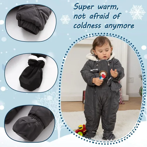 Vista 3 de XIFAMNIY Traje de invierno para bebé, mameluco con capucha para bebé, traje de nieve de león