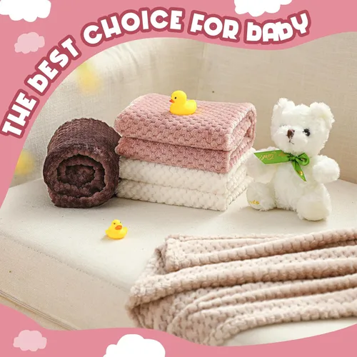 Vista 5 de Frienda Manta mullida para bebé, 4 piezas, manta mullida para niños y niñas, suave y cálida para bebés, recién nacidos, suministros de cama
