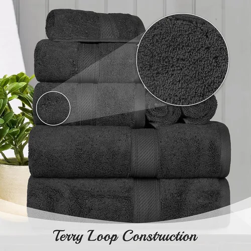 Vista 3 de BNM Toallas de Algodón Egipcio de Peso Pesado, Ideales para Baño, Ducha, Spa, Hotel, 800 GSM, Toallas Faciales/de Aseo, Toallas de Mano, Toallas
