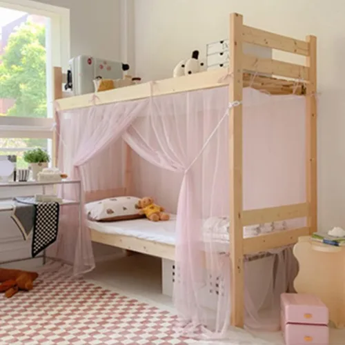 Vista 3 de 4 postes esquineros para dormitorio de estudiantes, litera, mosquitera, cortinas de cama para dormitorio, escuela, universidad, decoración de Rosa