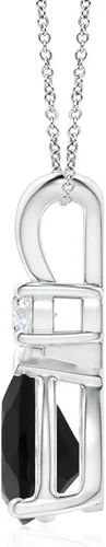Vista 2 de ANGARA Collar con colgante de lágrima de piedras preciosas naturales para mujeres, niñas en plata de ley, oro macizo de 14 quilates, piedras natales