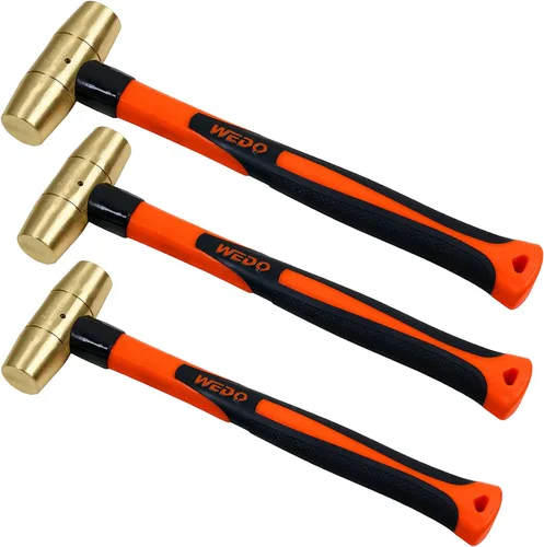 Vista 20 de WEDO Martillo de latón de 16 oz, martillo de mazo de latón macizo con mango Mango de fibra de vidrio