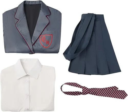 Vista 3 de Disfraz de Matilda de Roald Dahl, la musical, gris, para cosplay, uniforme escolar, traje de fiesta de Halloween