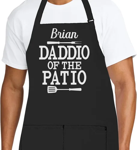 Vista 28 de Delantal de chef personalizado para hombres, diseño bordado personalizado, cocina profesional, barbacoa, parrilla, para papá, decorado en Estados