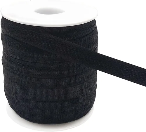 Vista 9 de Banda elástica de satén para coser de 3/8 pulgadas, rollo de cinta elástica brillante con cordón elástico plano para ligar el cabello, diadema