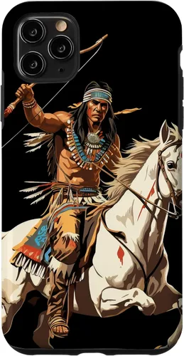 Vista 13 de Funda para iPhone 16 nativo americano jefe indio caballero guerrero Cherokee
