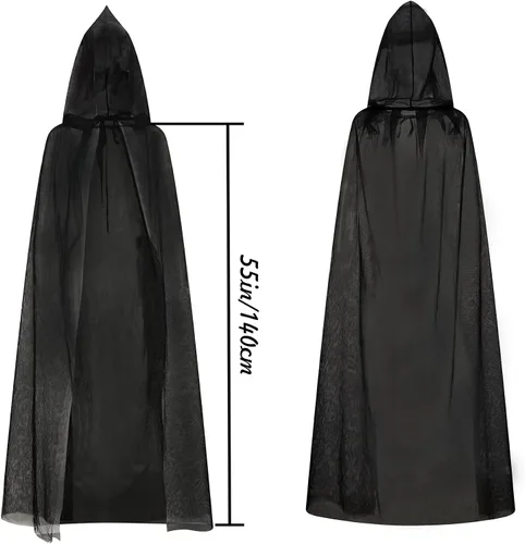 Vista 2 de Capa con capucha de Halloween, de longitud completa, para adultos, capa de bruja de terciopelo, bata de vampiro, disfraz de cosplay para mujer