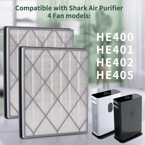 Vista 2 de Filtro de repuesto HE401 para purificador de aire Shark 4 modelos de ventilador, repuesto de filtro HEPA H13 compatible con filtro Shark HE401C