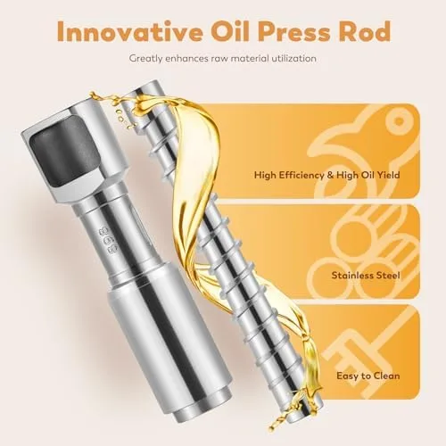 Vista 3 de Oil Press Machine, 1500W Automatic Cold/Hot Stainless Steel Oil Extractor with Smart Panel, Brushless Motor, Temperature Control, Innovative Press