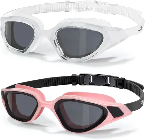 Vista 10 de Freela 2Pack Polarized Unisex Adult Swim Swimming Goggles, UV400 Protection Anti Fog 180° Wide Clear View for Men Women Youth