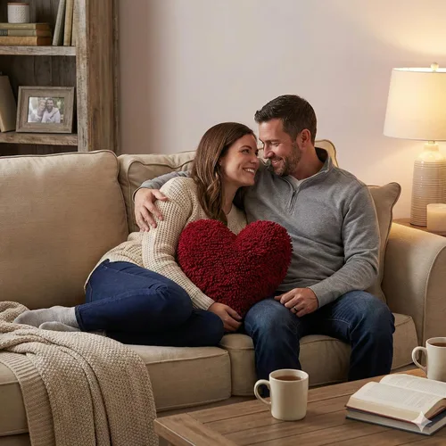 Vista 4 de Fun Express Almohada en forma de corazón de 14 pulgadas, almohadas de felpilla suave para decoración del día de San Valentín, almohadas decorativas