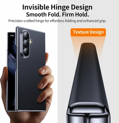 Vista 5 de Funda de piel de lujo para Z Fold 6 con protector de pantalla de privacidad [protección de bisagra], [compatible con Magsafe], protección de cámara