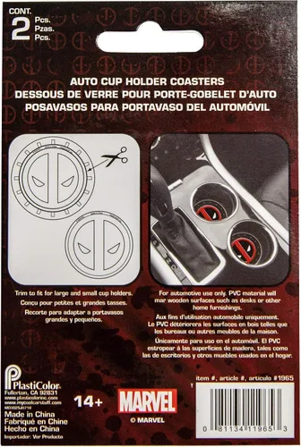 Vista 3 de Plasticolor 001965R01 Marvel Comics Deadpool - Portavasos para auto, camión, SUV, paquete de 2
