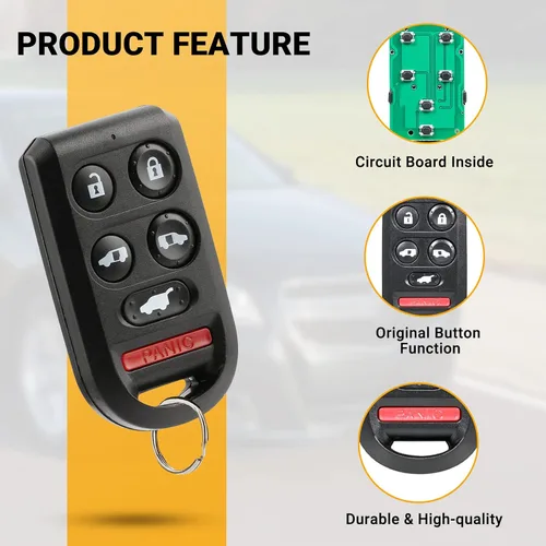 Vista 3 de Llavero de automóvil compatible con Odyssey 2005-2010, repuesto de llave de plástico negro con control remoto de entrada sin llave OUCG8D-399H-A