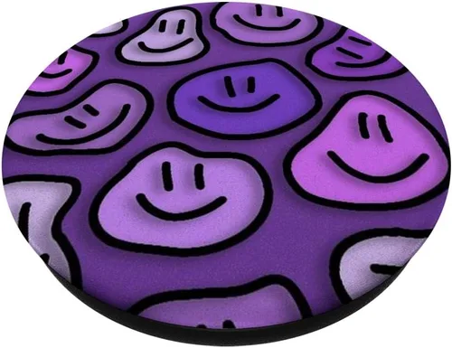 Vista 2 de estética lavanda púrpura remolino líquido goteo sonrisa cara PopSockets estándar PopGrip