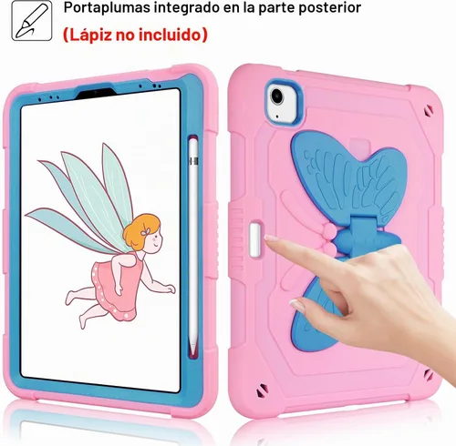 Vista 6 de Funda para iPad Air de 5ª/4ª generación con protector de pantalla, funda para iPad Pro de 11 pulgadas, correa de soporte de mariposa, lindas