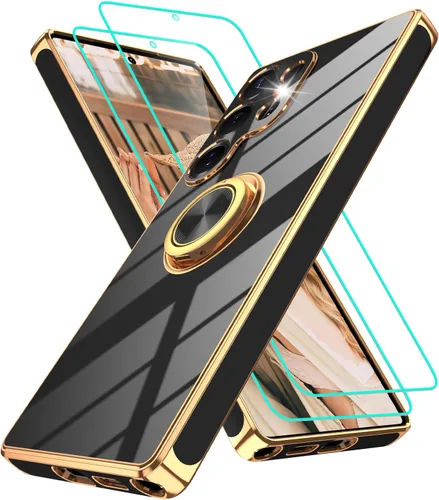 Vista 57 de Funda para Motorola Moto G 5G 2024: Funda Moto G Play 5G 2024 con 2 piezas de protectores de pantalla, soporte de anillo de rotación de 360°