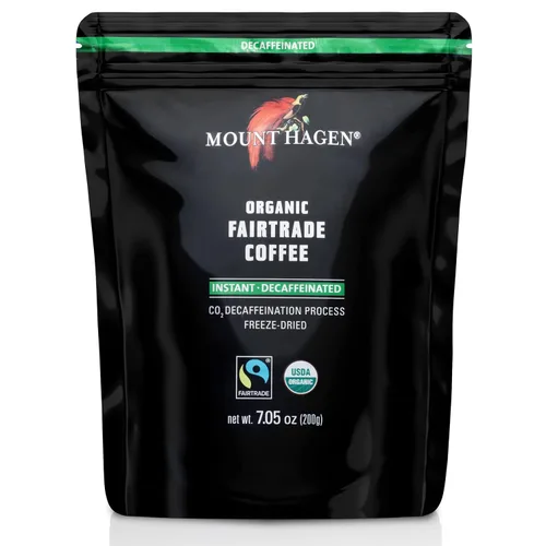 Vista 3 de Mount Hagen Tarro + bolsa resellable descafeinado orgánico liofilizado café instantáneo - Paquete combinado Granos arábica de tostado medio