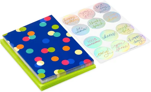Vista 4 de Tarjetas de nota personalizables con confeti de Hallmark con pegatinas (12 tarjetas en blanco con sobres) para cumpleaños, agradecimiento