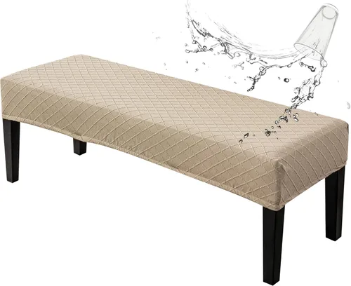 Vista 26 de Genina Fundas impermeables para banco de comedor, protector de asiento de banco de jacquard elástico, funda de banco rectangular para dormitorios