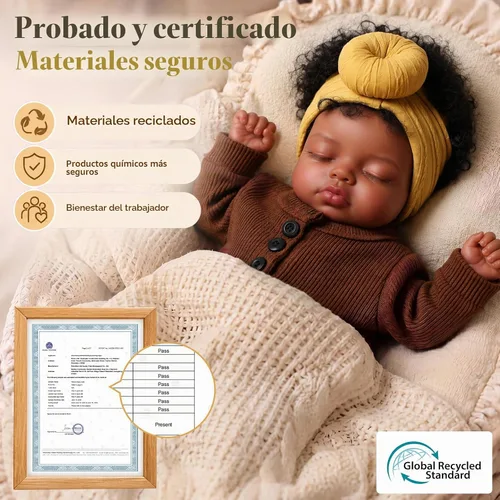 Vista 2 de BABESIDE Muñecas negras Reborn de 17 pulgadas, cuerpo suave