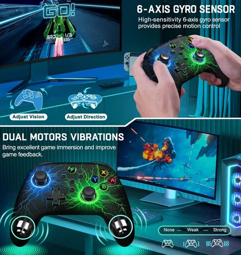 Vista 5 de Wireless Switch Controller for Nintendo Switch ControllerSwitch LiteSwitch OLED, Rgb Switch Pro controller for Windows PC IOS Android,Switch Remote